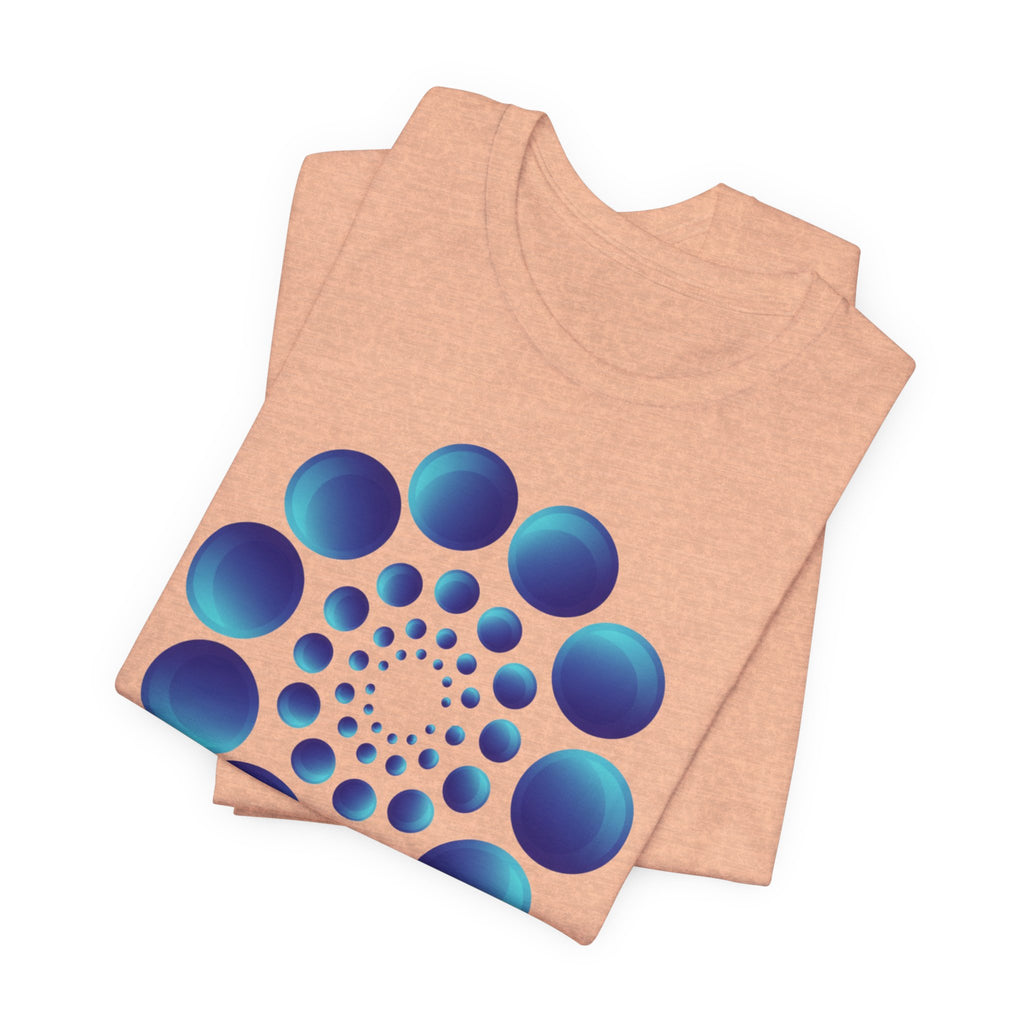 Spiral Blue Dot Tee — Geometric Optical Design T-Shirt