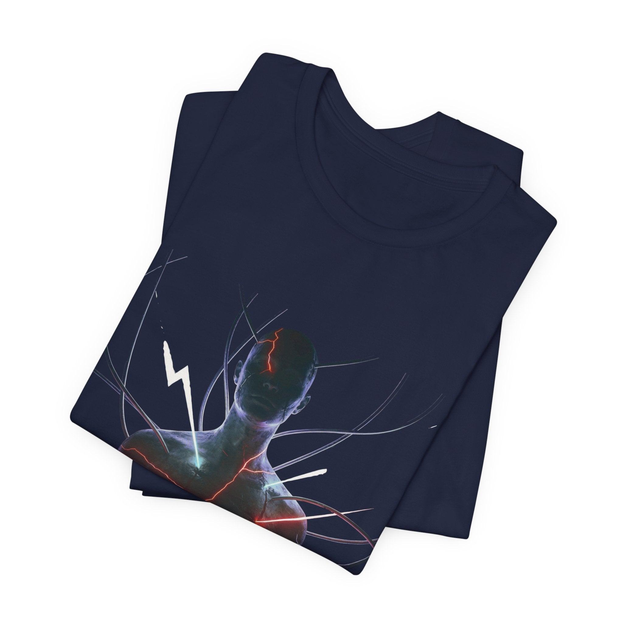 Abstract Electric Silhouette Tee — Futuristic Lightning Graphic T-Shirt
