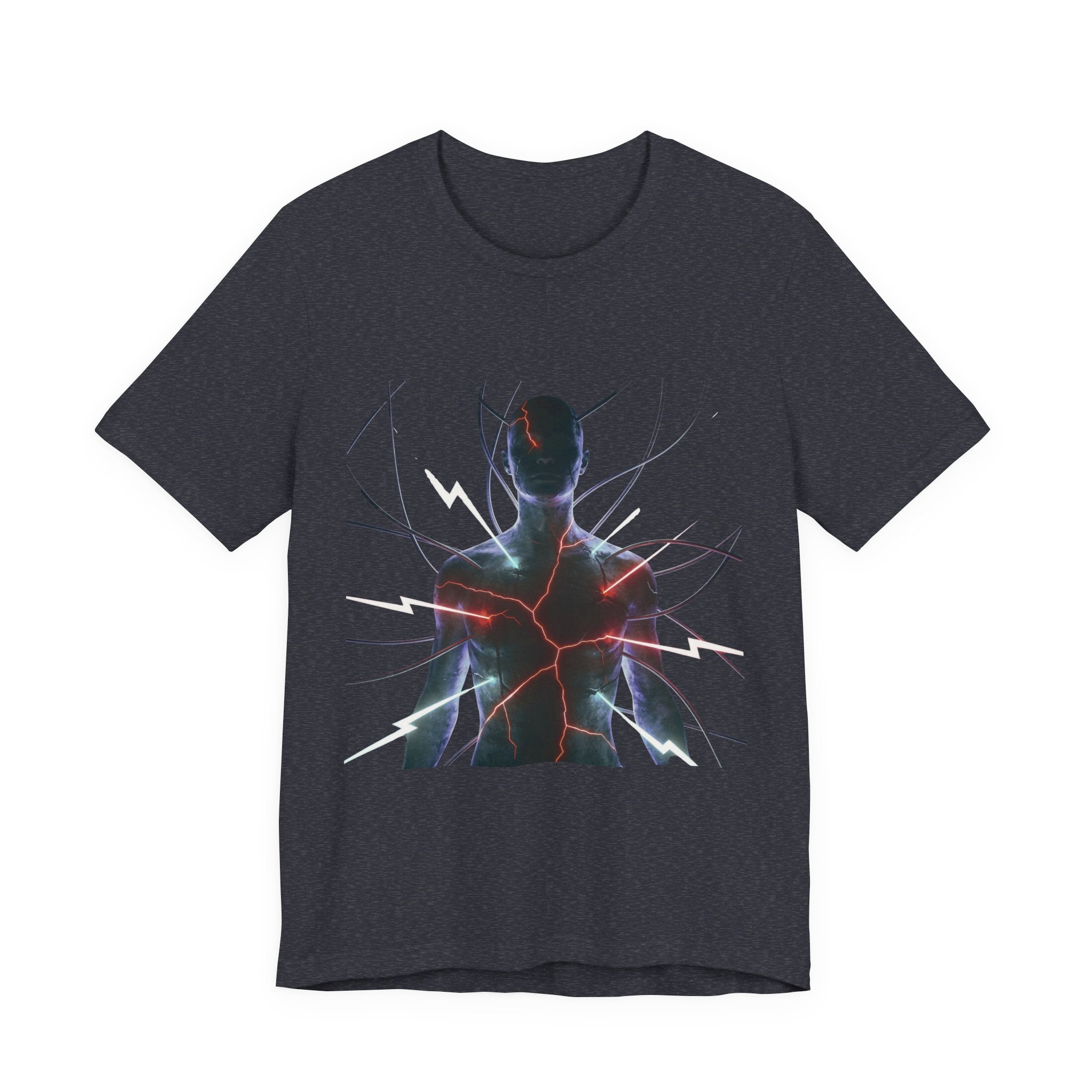 Abstract Electric Silhouette Tee — Futuristic Lightning Graphic T-Shirt