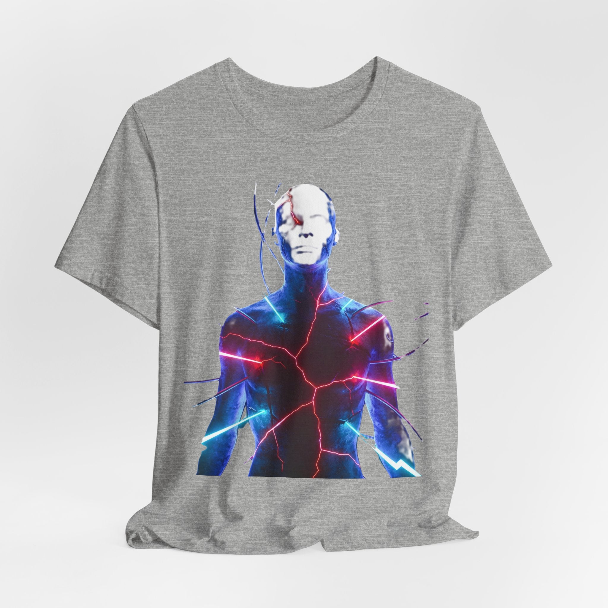 Electric Human Silhouette Tee — Neon Lightning Graphic T‑Shirt