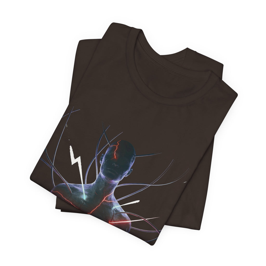 Abstract Electric Silhouette Tee — Futuristic Lightning Graphic T-Shirt