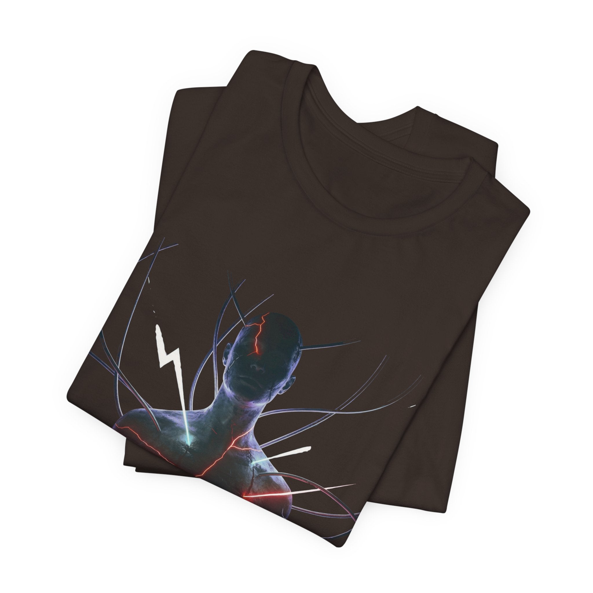 Abstract Electric Silhouette Tee — Futuristic Lightning Graphic T-Shirt