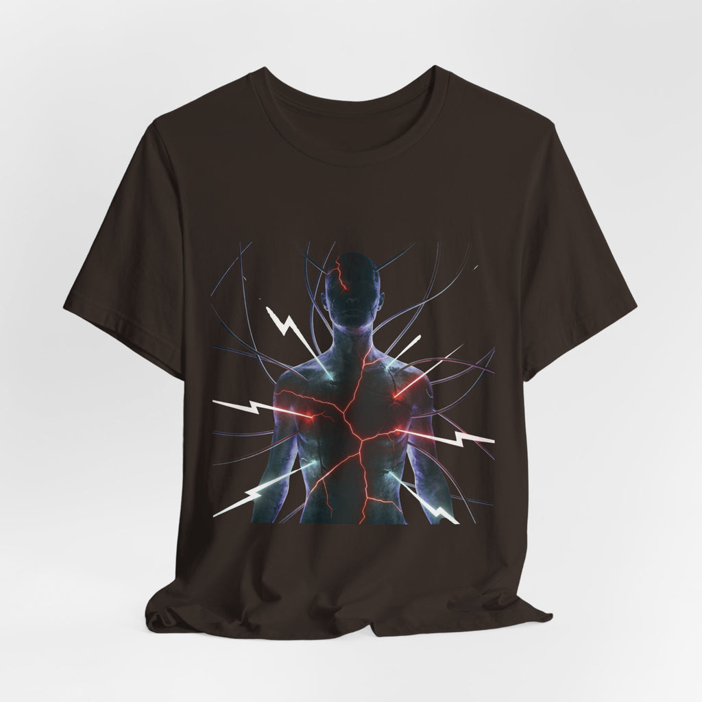 Abstract Electric Silhouette Tee — Futuristic Lightning Graphic T-Shirt