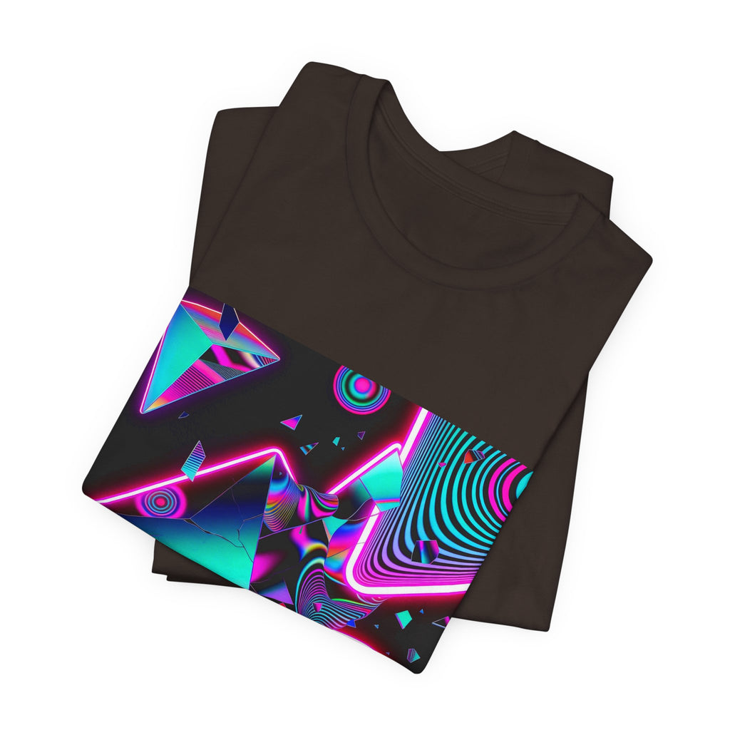 Retro Neon Vaporwave T-Shirt – 80s Synthwave Geometric Tee