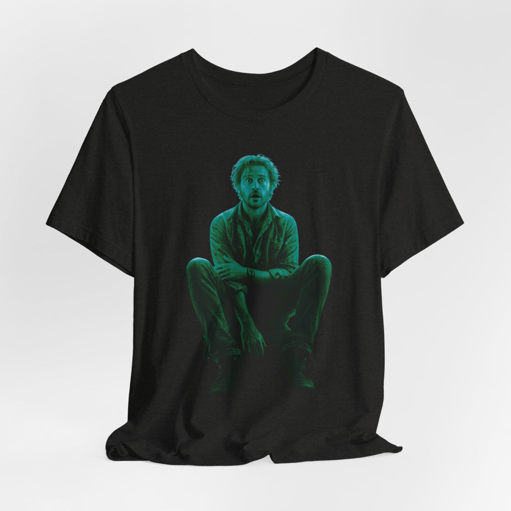 Sitting Silhouette Tee — Moody Green Portrait Graphic T-Shirt