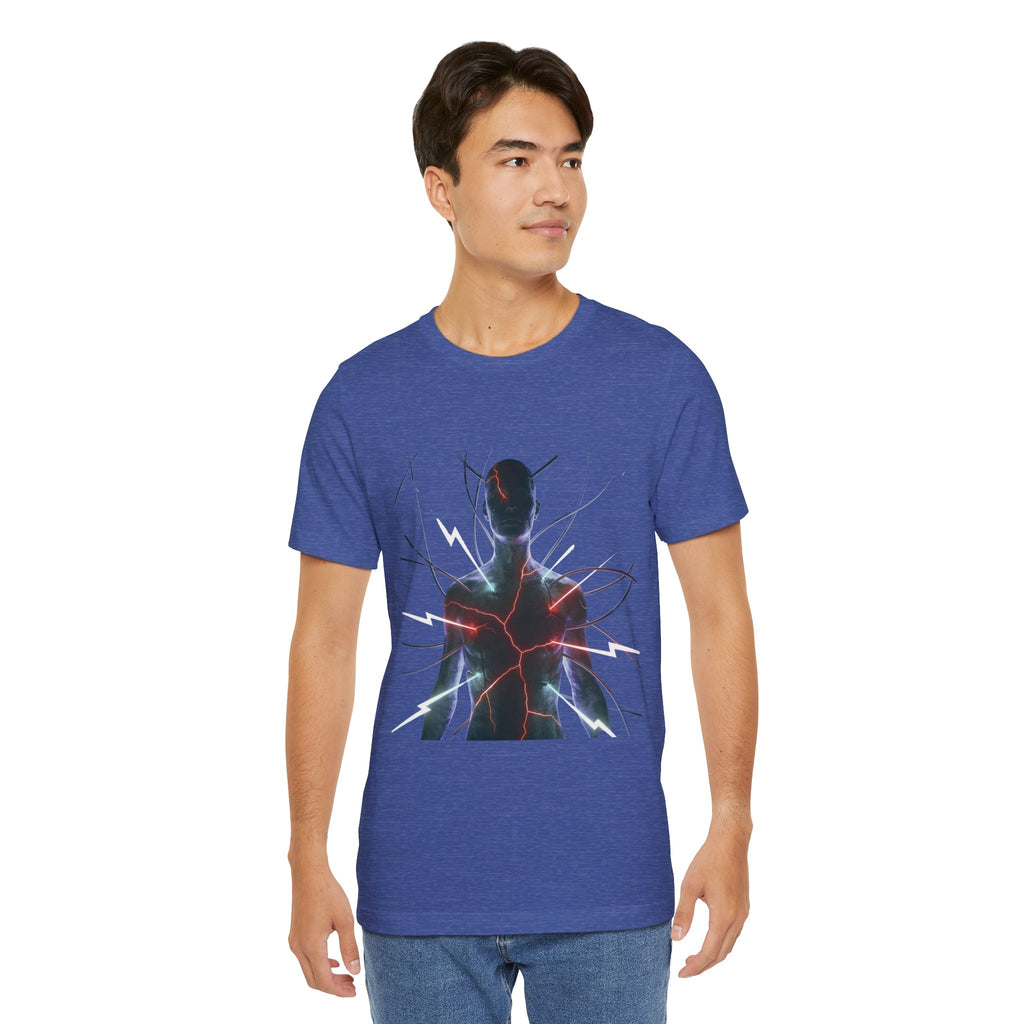 Abstract Electric Silhouette Tee — Futuristic Lightning Graphic T-Shirt