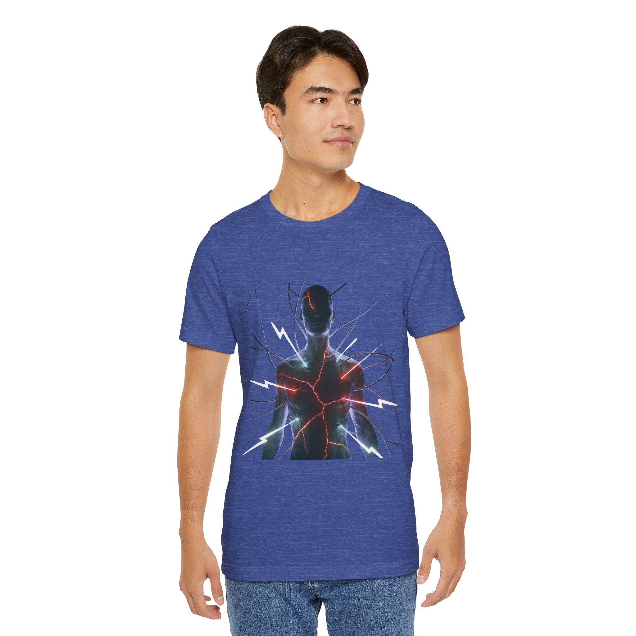 Abstract Electric Silhouette Tee — Futuristic Lightning Graphic T-Shirt
