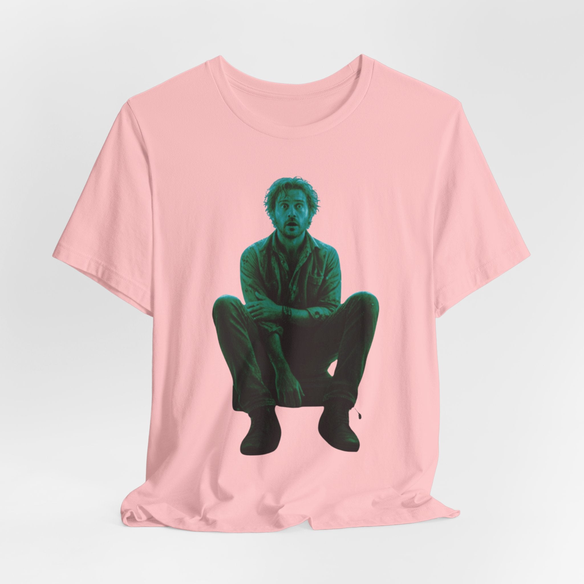 Sitting Silhouette Tee — Moody Green Portrait Graphic T-Shirt