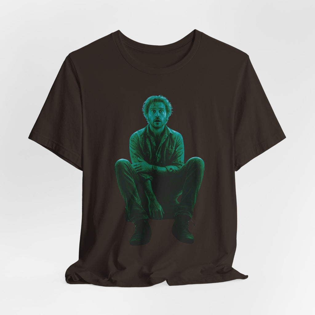 Sitting Silhouette Tee — Moody Green Portrait Graphic T-Shirt