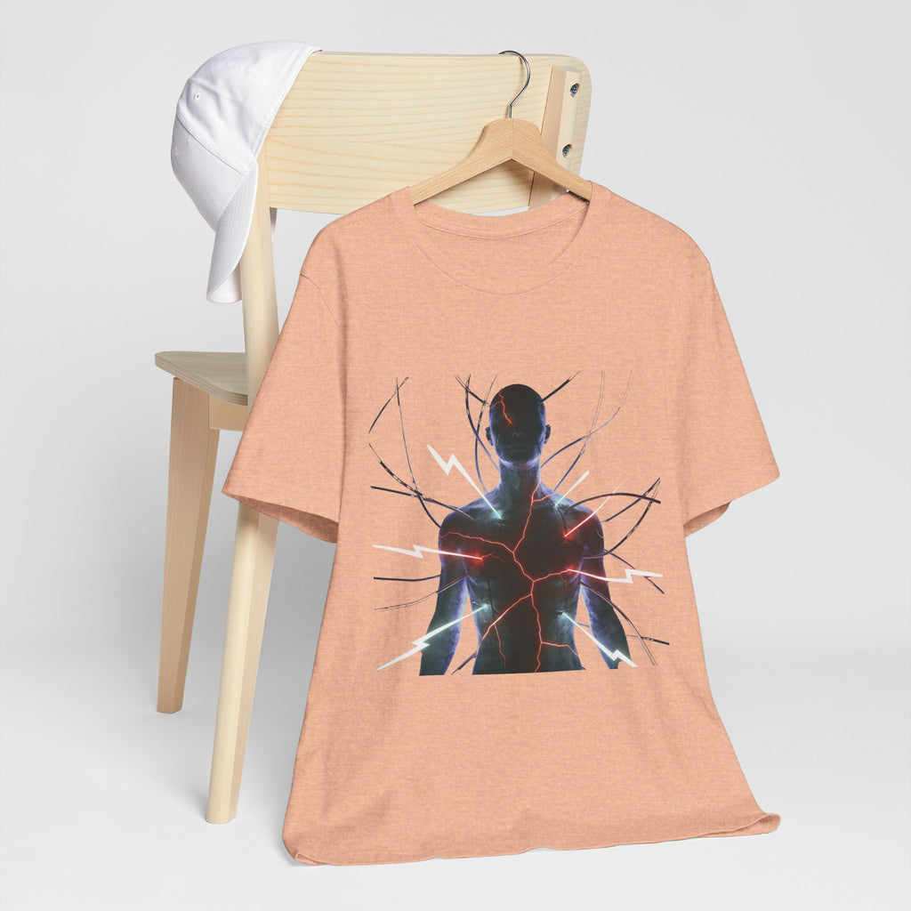Abstract Electric Silhouette Tee — Futuristic Lightning Graphic T-Shirt