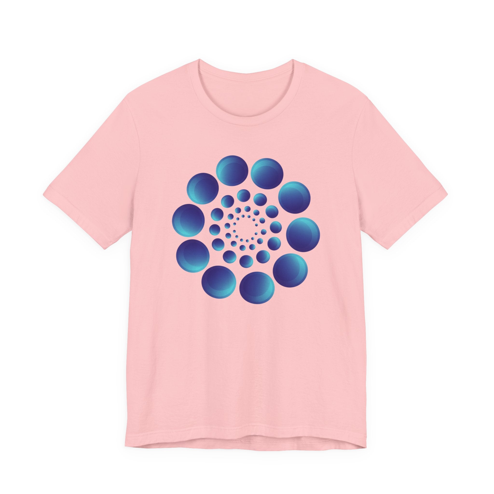 Spiral Blue Dot Tee — Geometric Optical Design T-Shirt