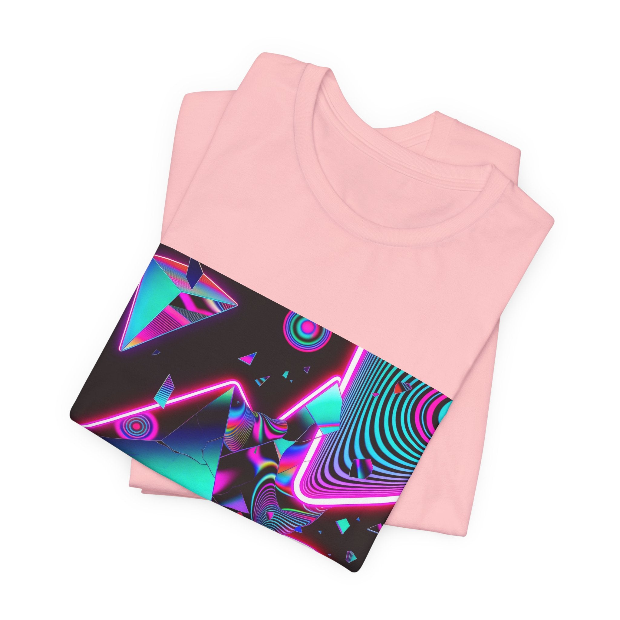 Retro Neon Vaporwave T-Shirt – 80s Synthwave Geometric Tee