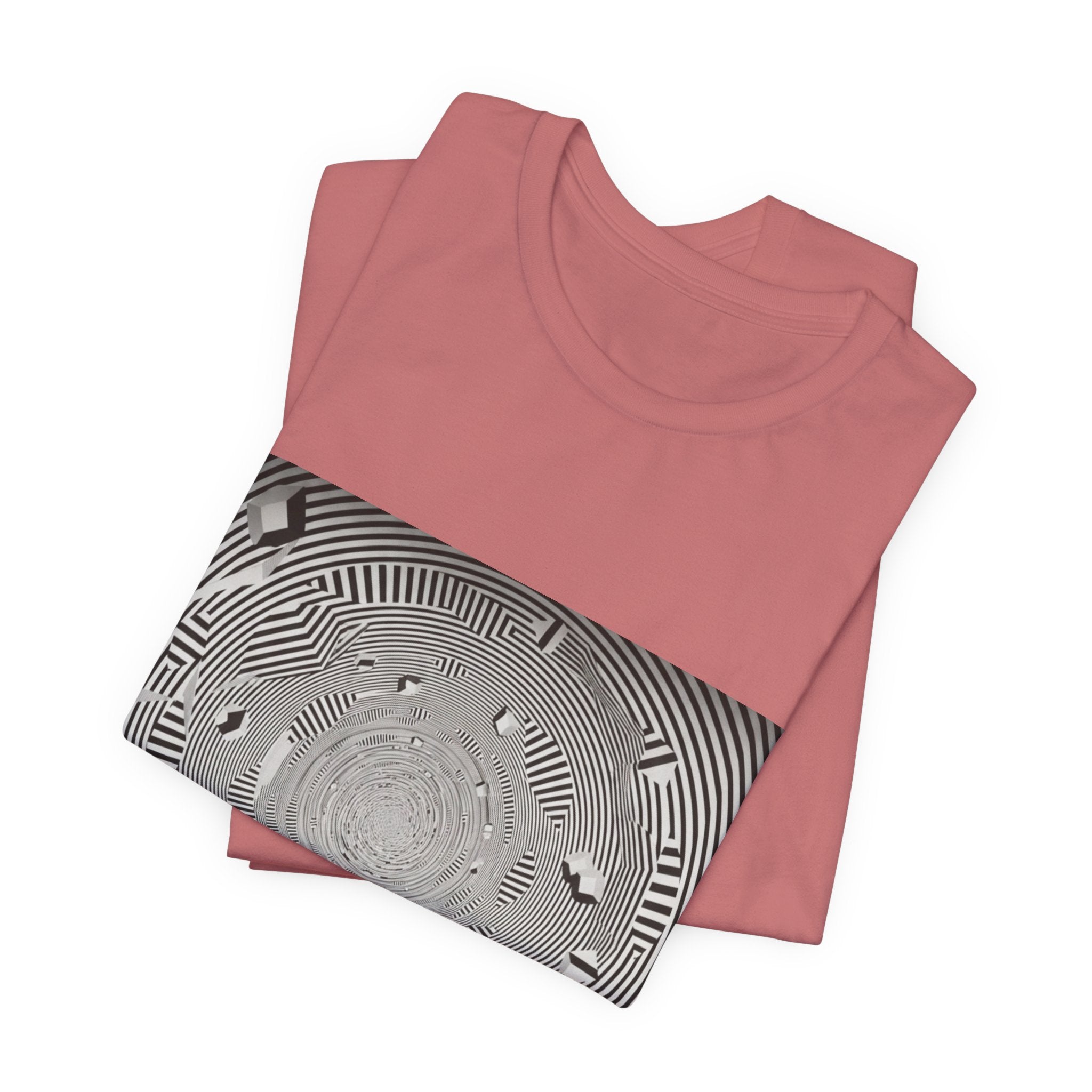 Optical Illusion Band Tee — Silhouette Crowd Spiral Concert Graphic T-Shirt
