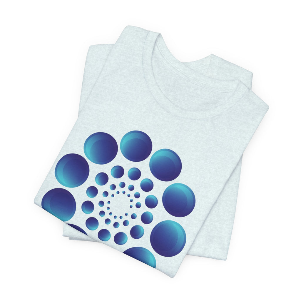 Spiral Blue Dot Tee — Geometric Optical Design T-Shirt