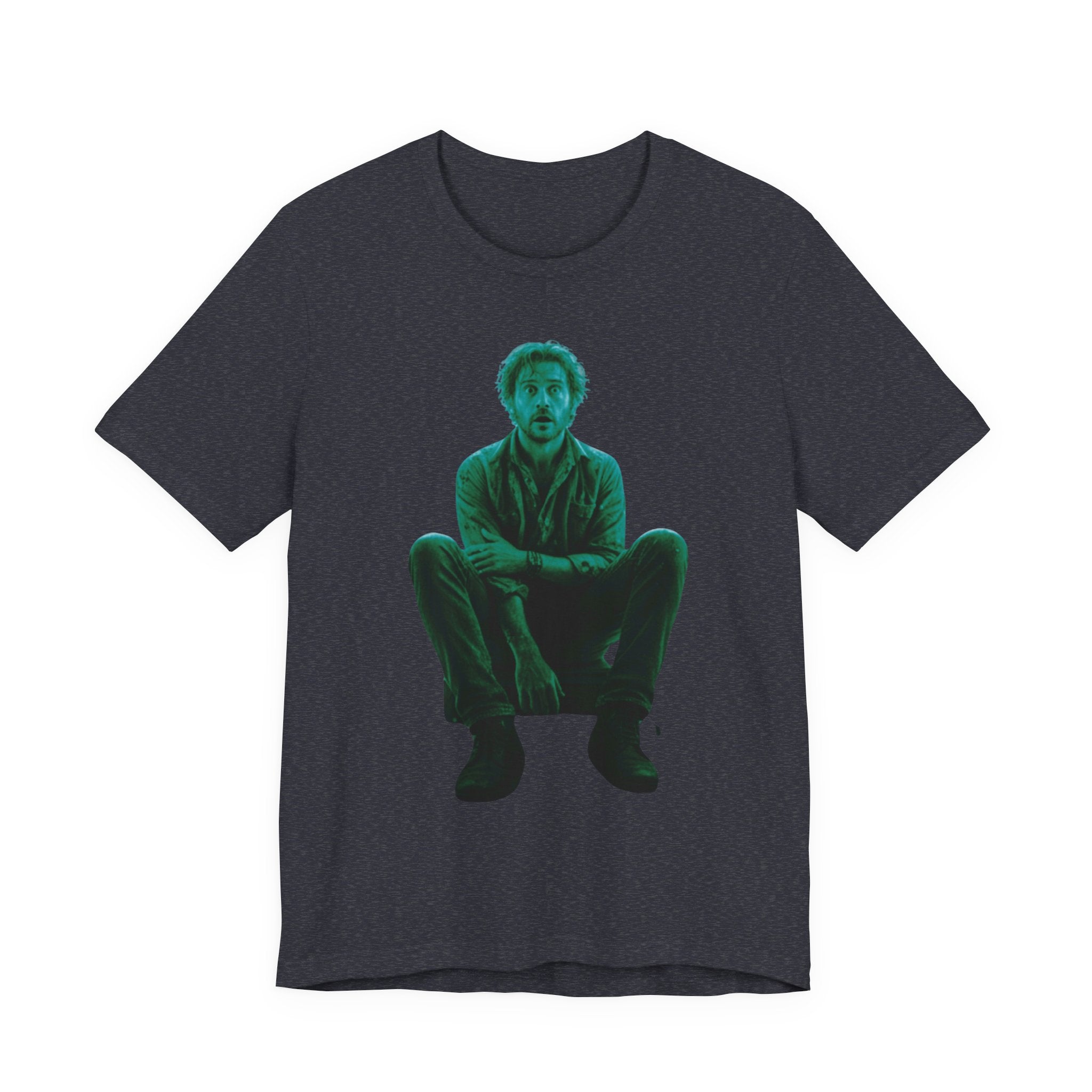 Sitting Silhouette Tee — Moody Green Portrait Graphic T-Shirt