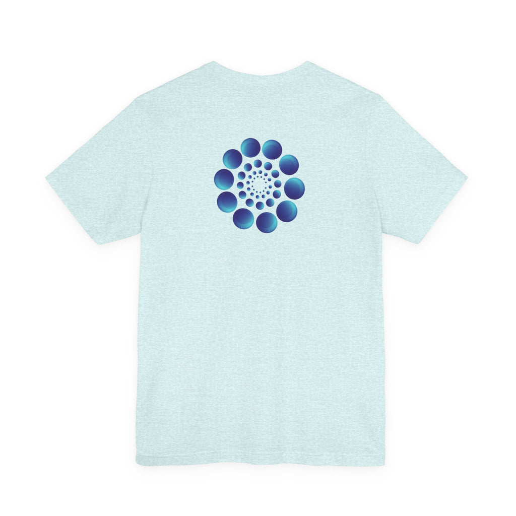 Spiral Blue Dot Tee — Geometric Optical Design T-Shirt