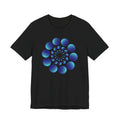 Spiral Blue Dot Tee — Geometric Optical Design T-Shirt