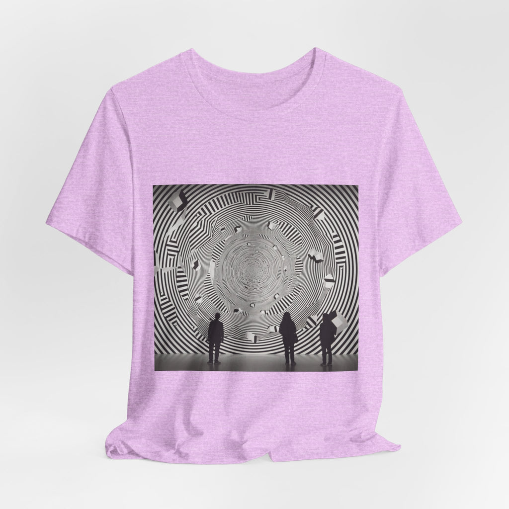 Optical Illusion Band Tee — Silhouette Crowd Spiral Concert Graphic T-Shirt
