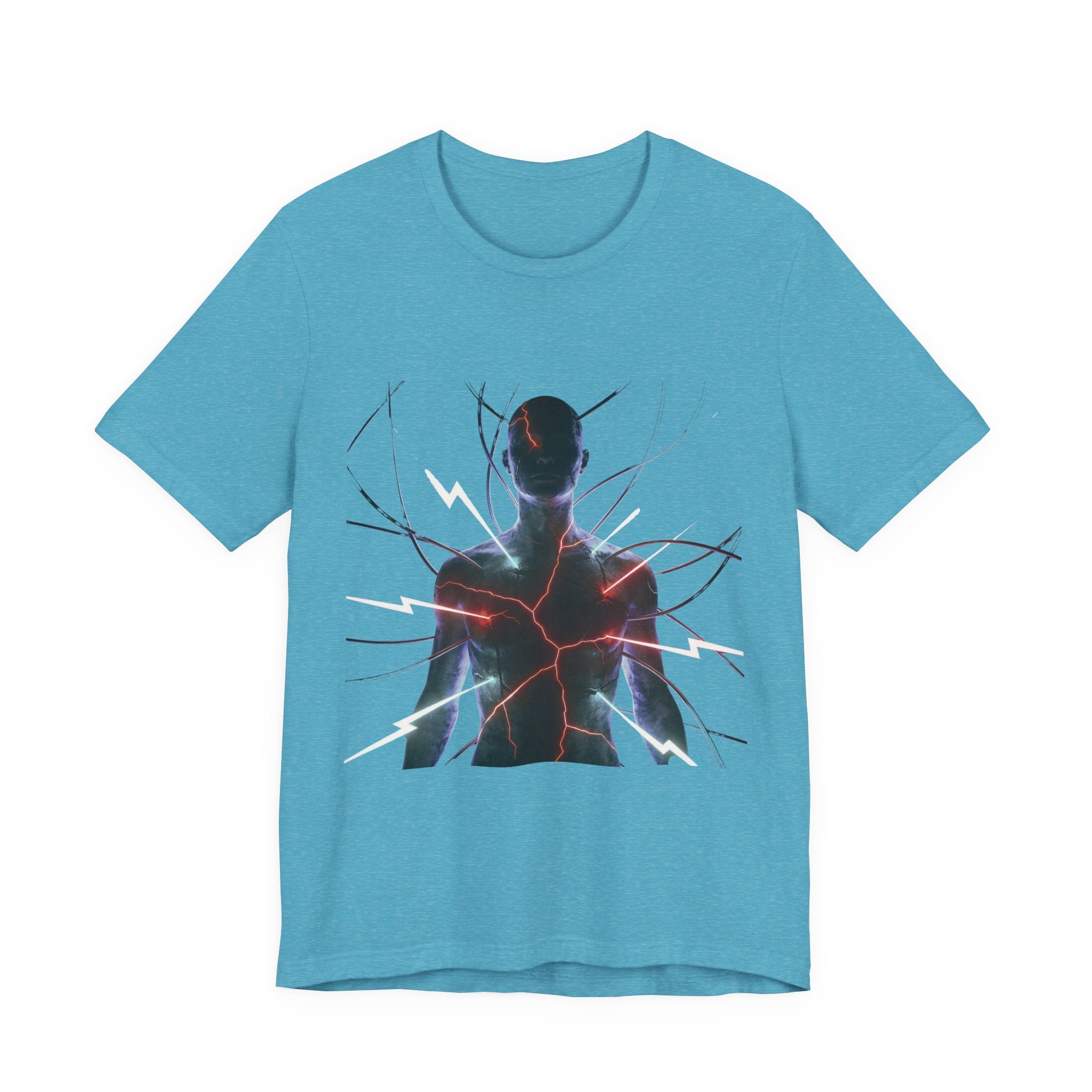 Abstract Electric Silhouette Tee — Futuristic Lightning Graphic T-Shirt