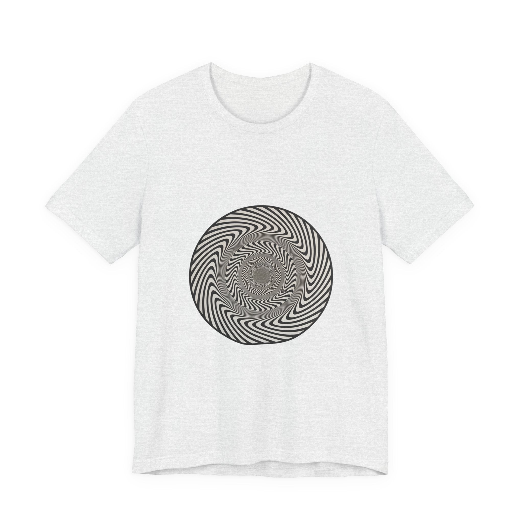 Optical Spiral Illusion Tee - Black Hypnotic Circle Graphic T-Shirt