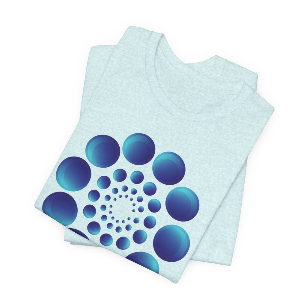 Spiral Blue Dot Tee — Geometric Optical Design T-Shirt