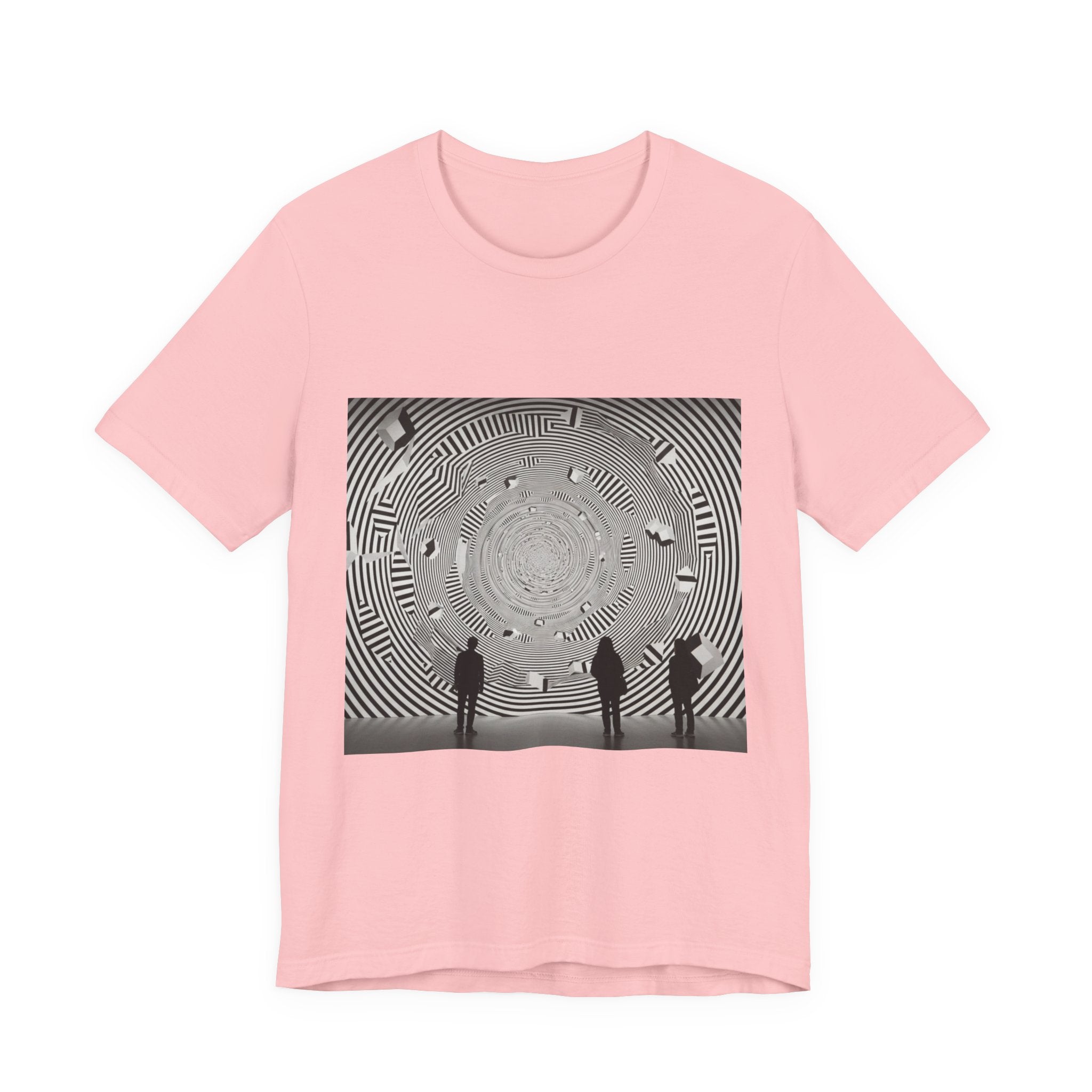 Optical Illusion Band Tee — Silhouette Crowd Spiral Concert Graphic T-Shirt