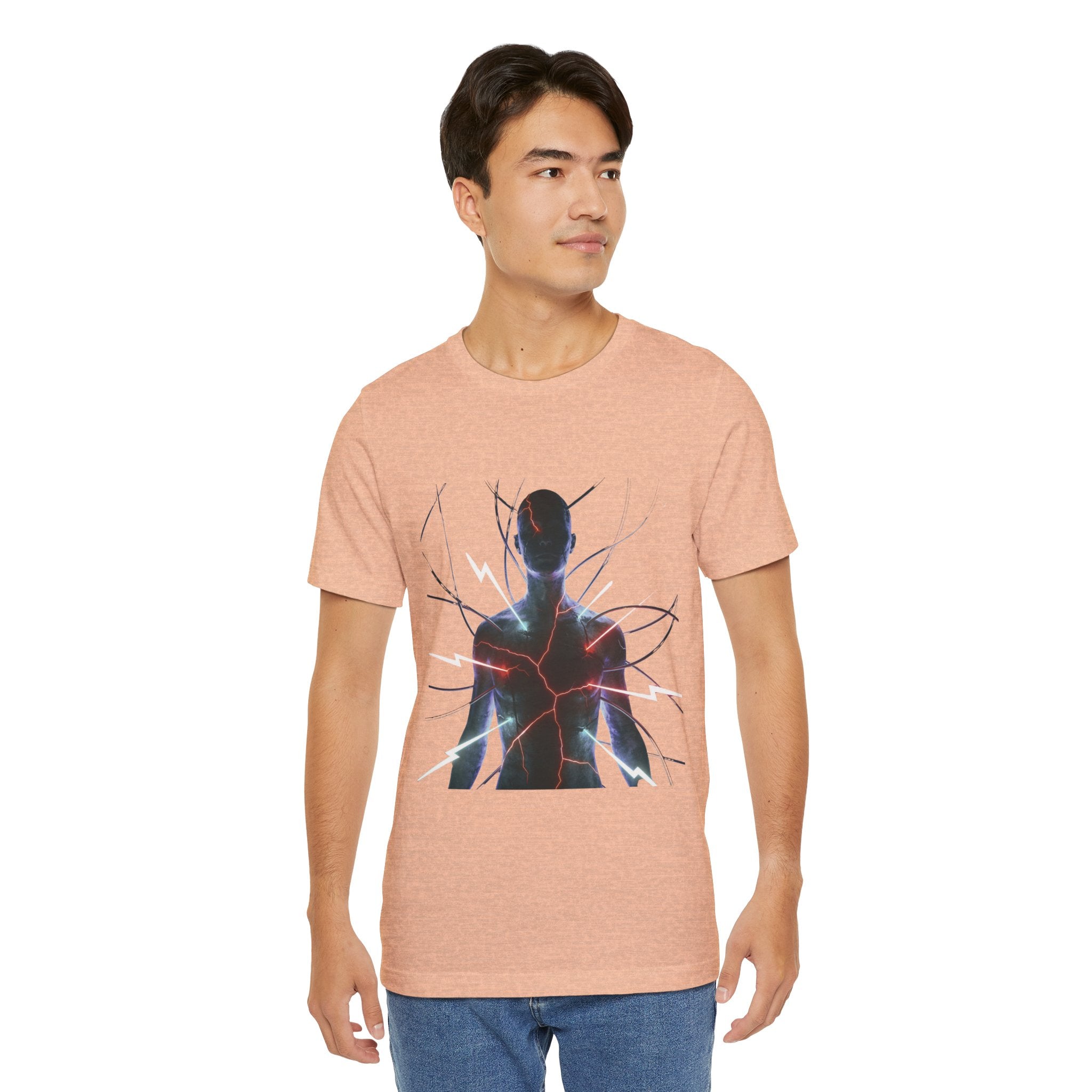 Abstract Electric Silhouette Tee — Futuristic Lightning Graphic T-Shirt