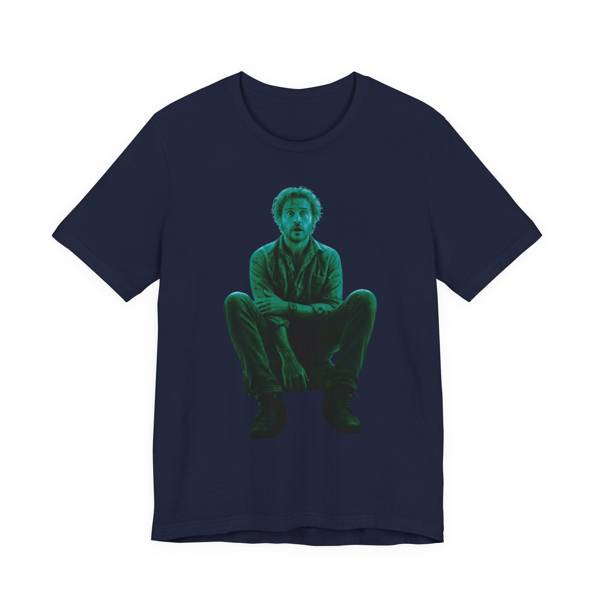 Sitting Silhouette Tee — Moody Green Portrait Graphic T-Shirt