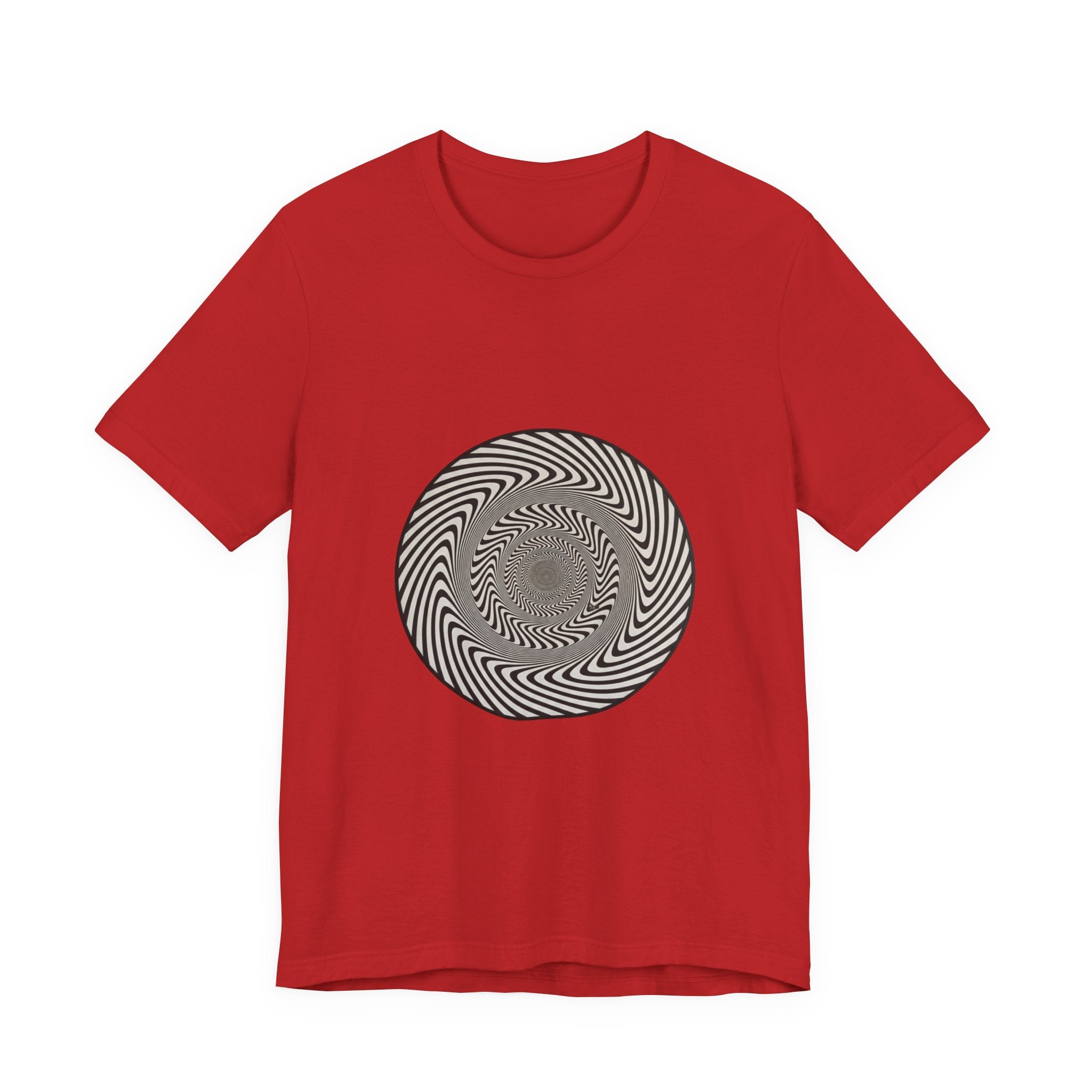 Optical Spiral Illusion Tee - Black Hypnotic Circle Graphic T-Shirt