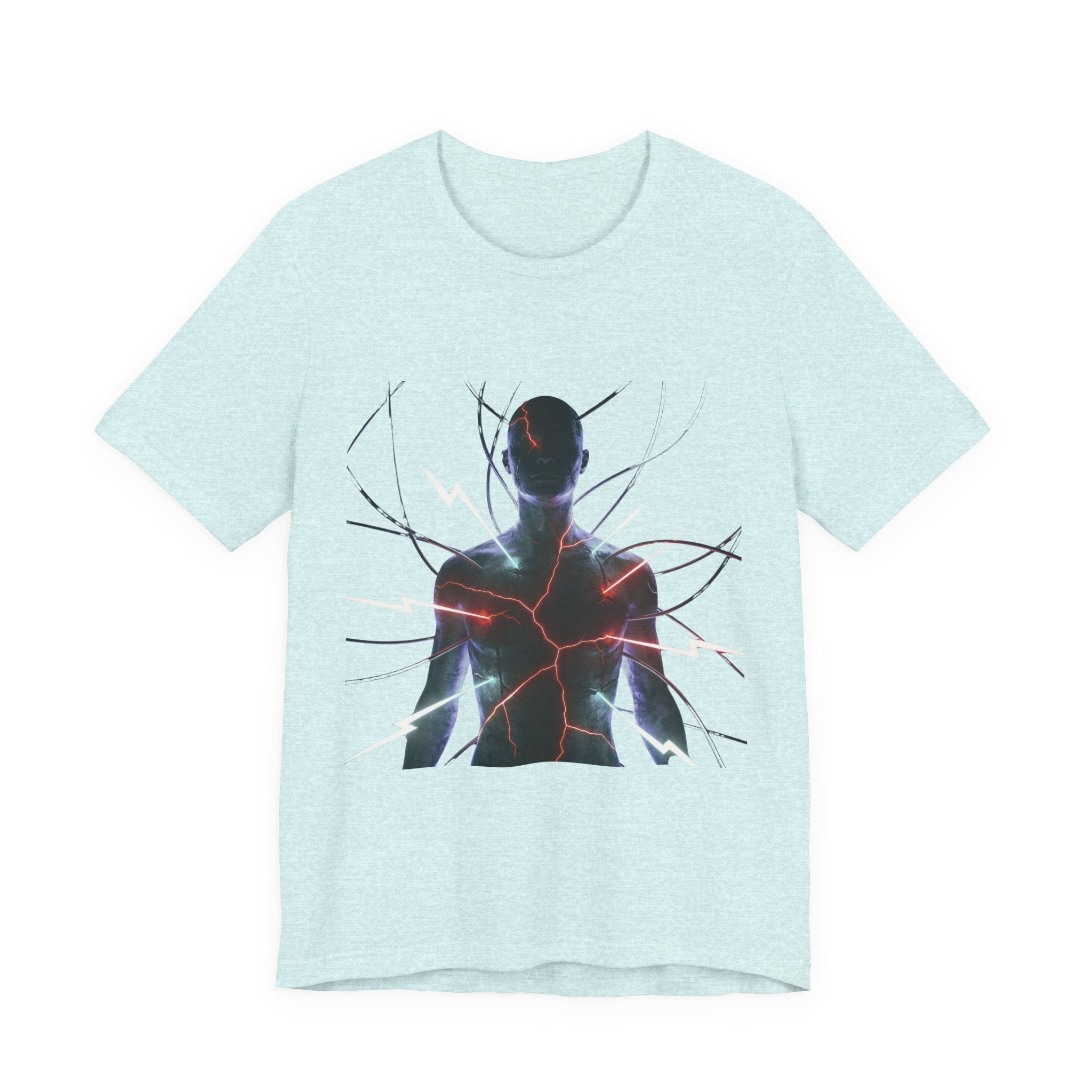 Abstract Electric Silhouette Tee — Futuristic Lightning Graphic T-Shirt