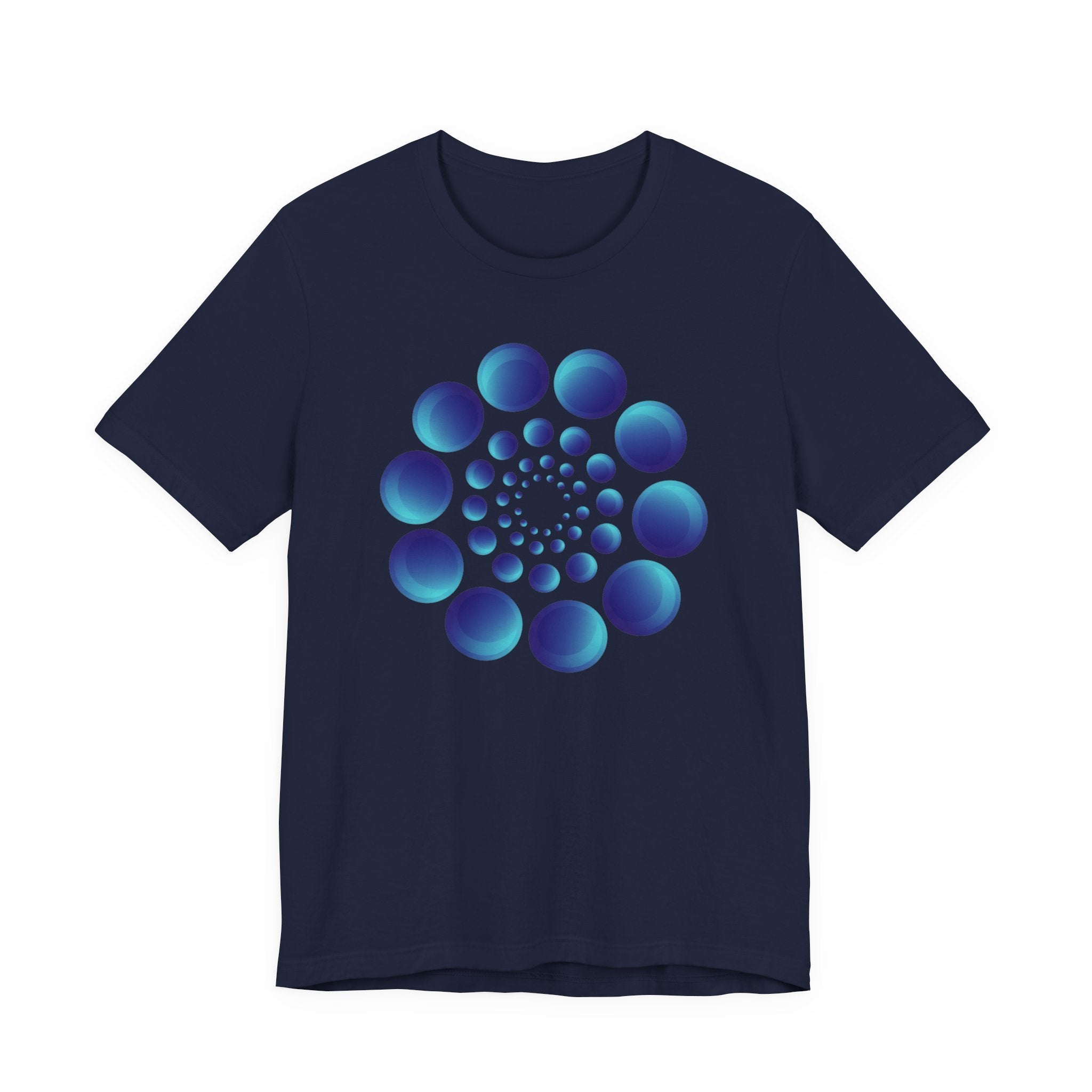 Spiral Blue Dot Tee — Geometric Optical Design T-Shirt