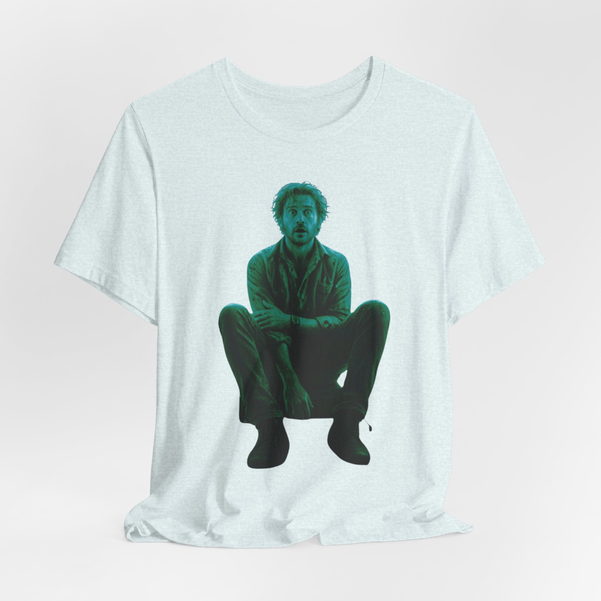 Sitting Silhouette Tee — Moody Green Portrait Graphic T-Shirt