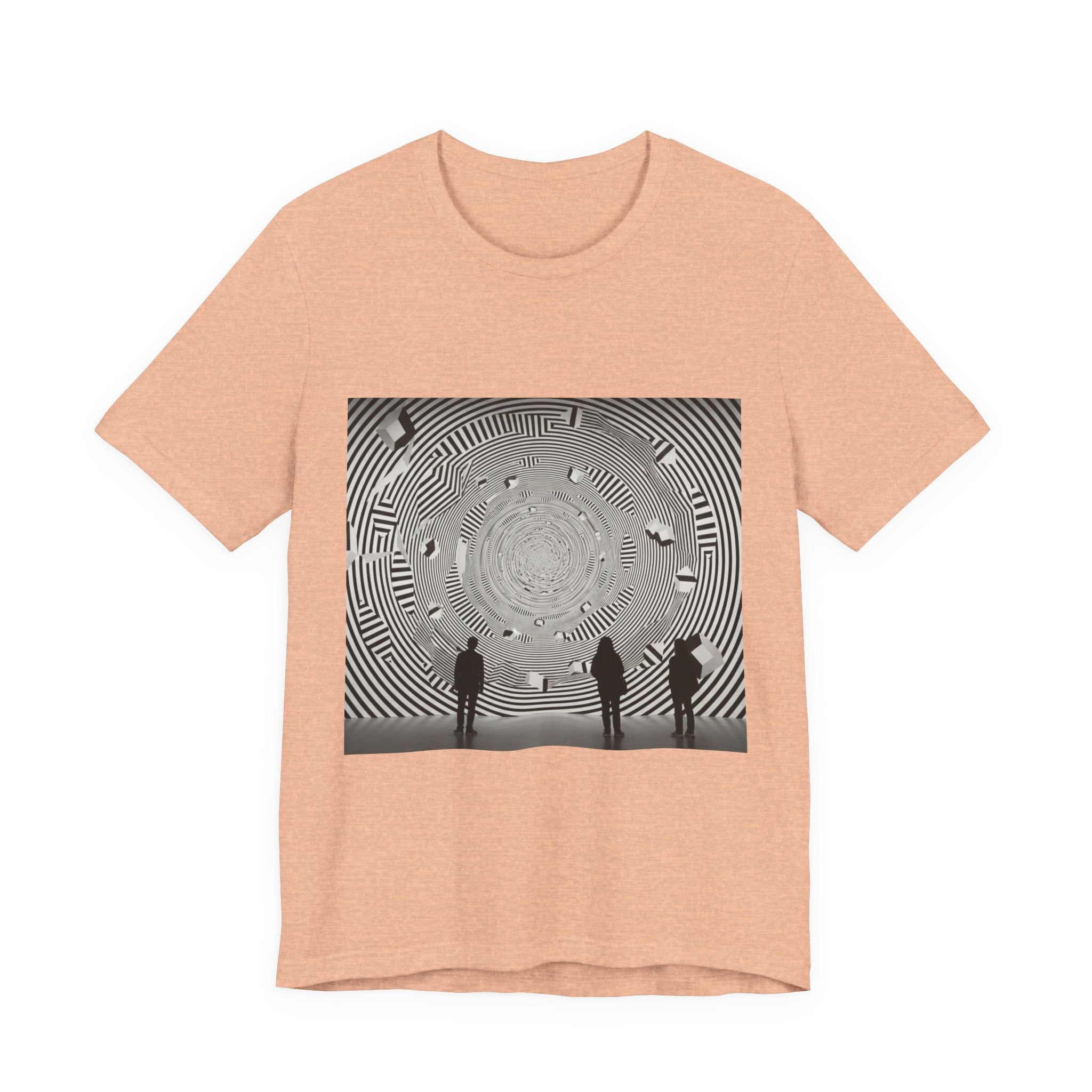 Optical Illusion Band Tee — Silhouette Crowd Spiral Concert Graphic T-Shirt