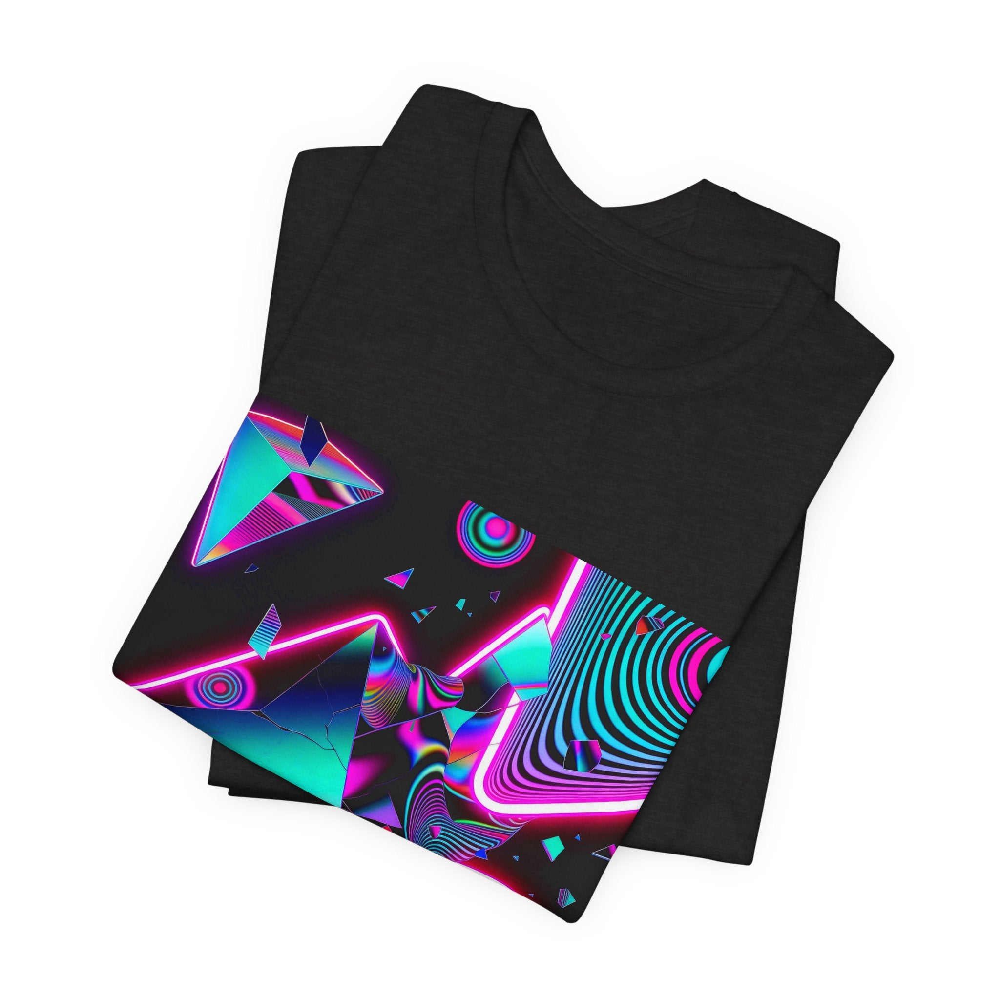 Retro Neon Vaporwave T-Shirt – 80s Synthwave Geometric Tee