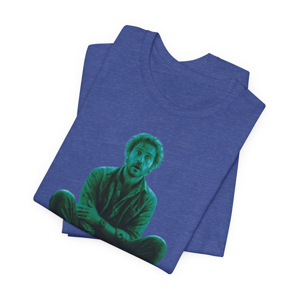 Sitting Silhouette Tee — Moody Green Portrait Graphic T-Shirt
