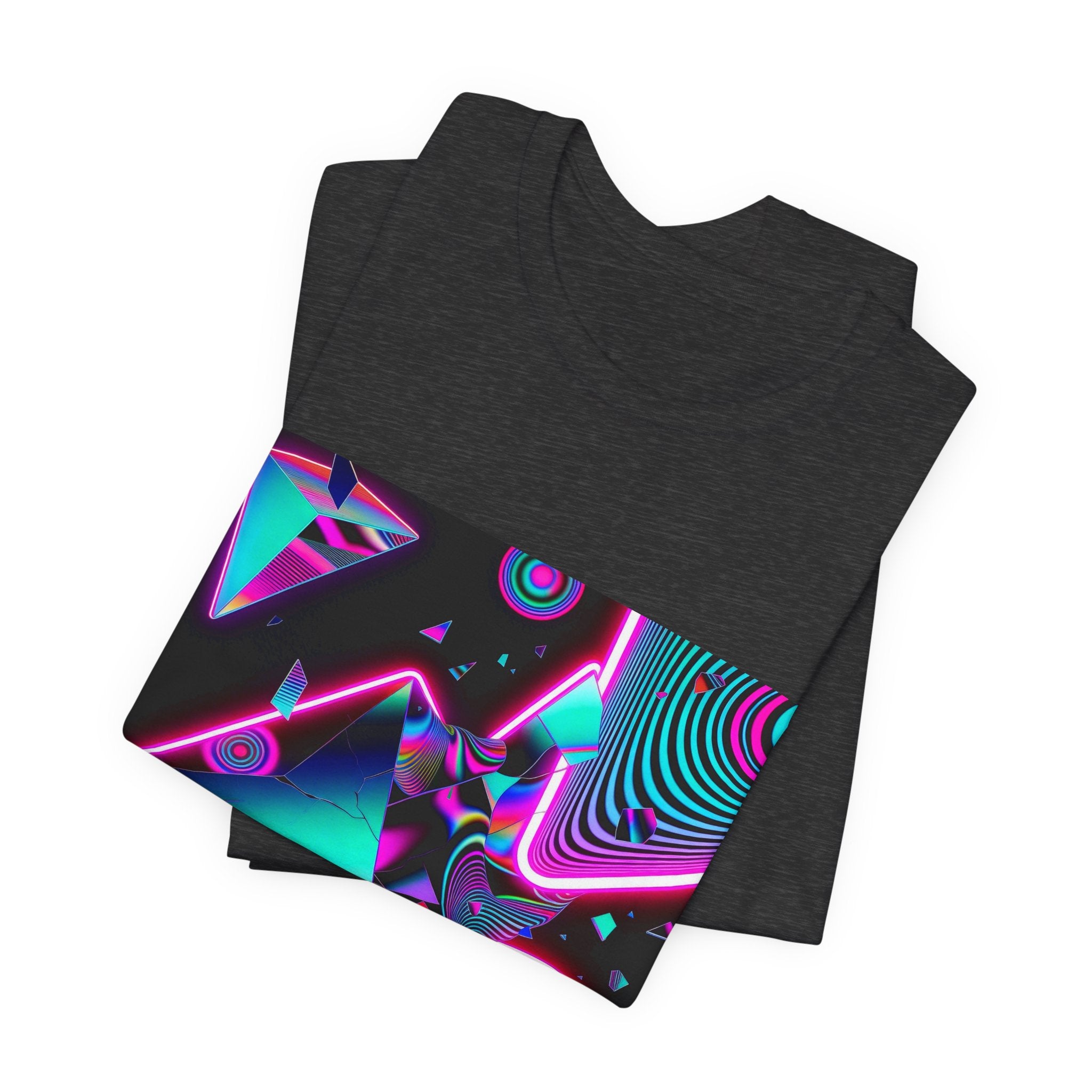 Retro Neon Vaporwave T-Shirt – 80s Synthwave Geometric Tee