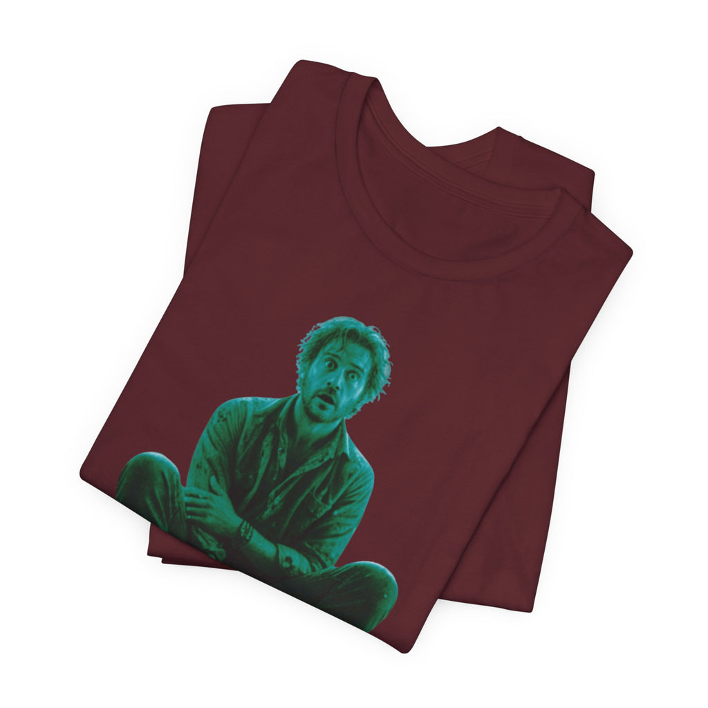 Sitting Silhouette Tee — Moody Green Portrait Graphic T-Shirt