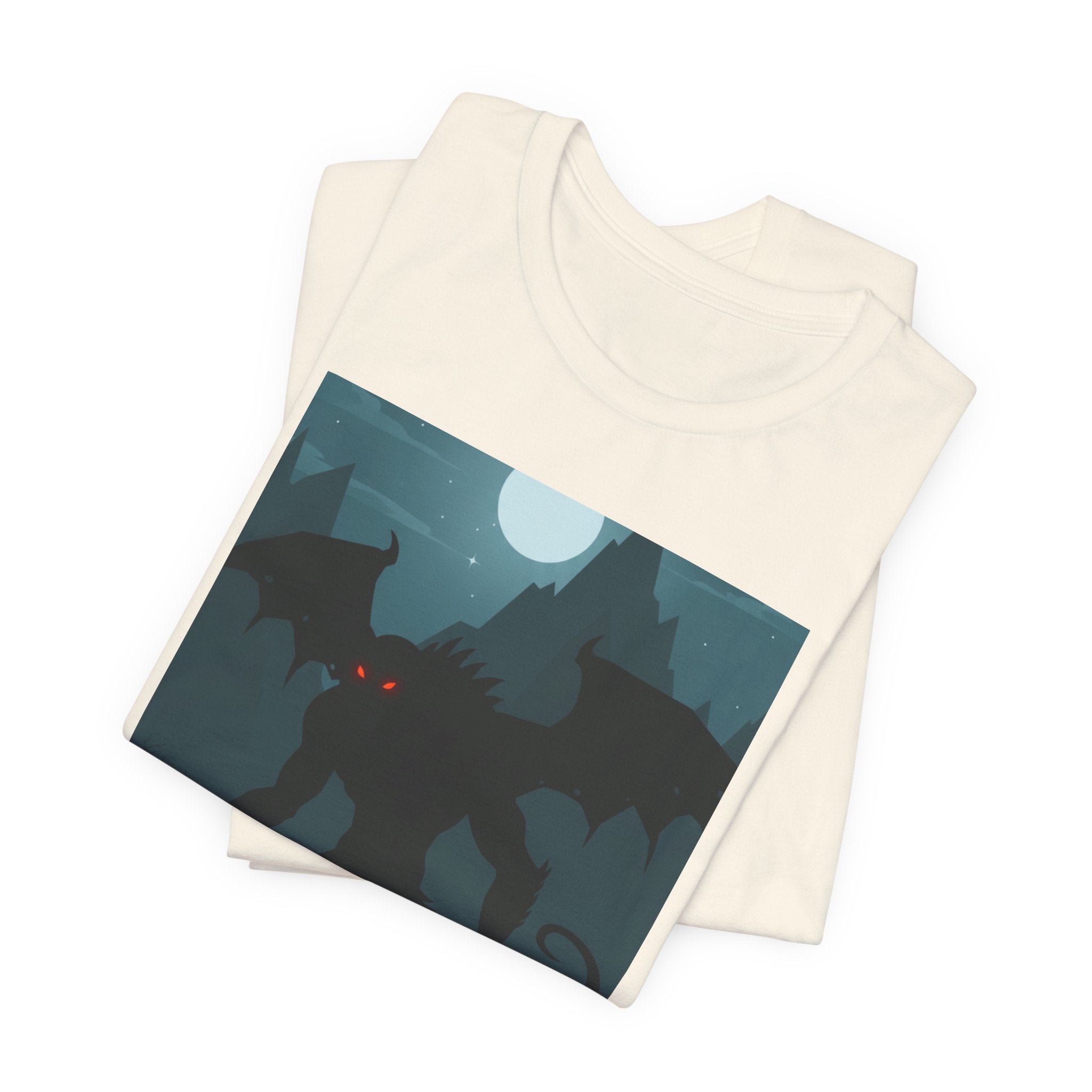 Cthulhu Nightscape T-Shirt — Lovecraftian Monster Tee with Glowing Red Eyes