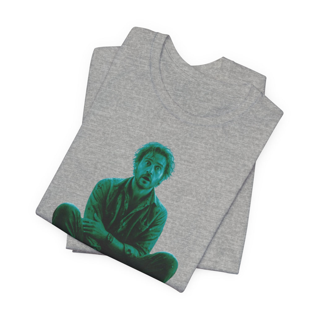 Sitting Silhouette Tee — Moody Green Portrait Graphic T-Shirt