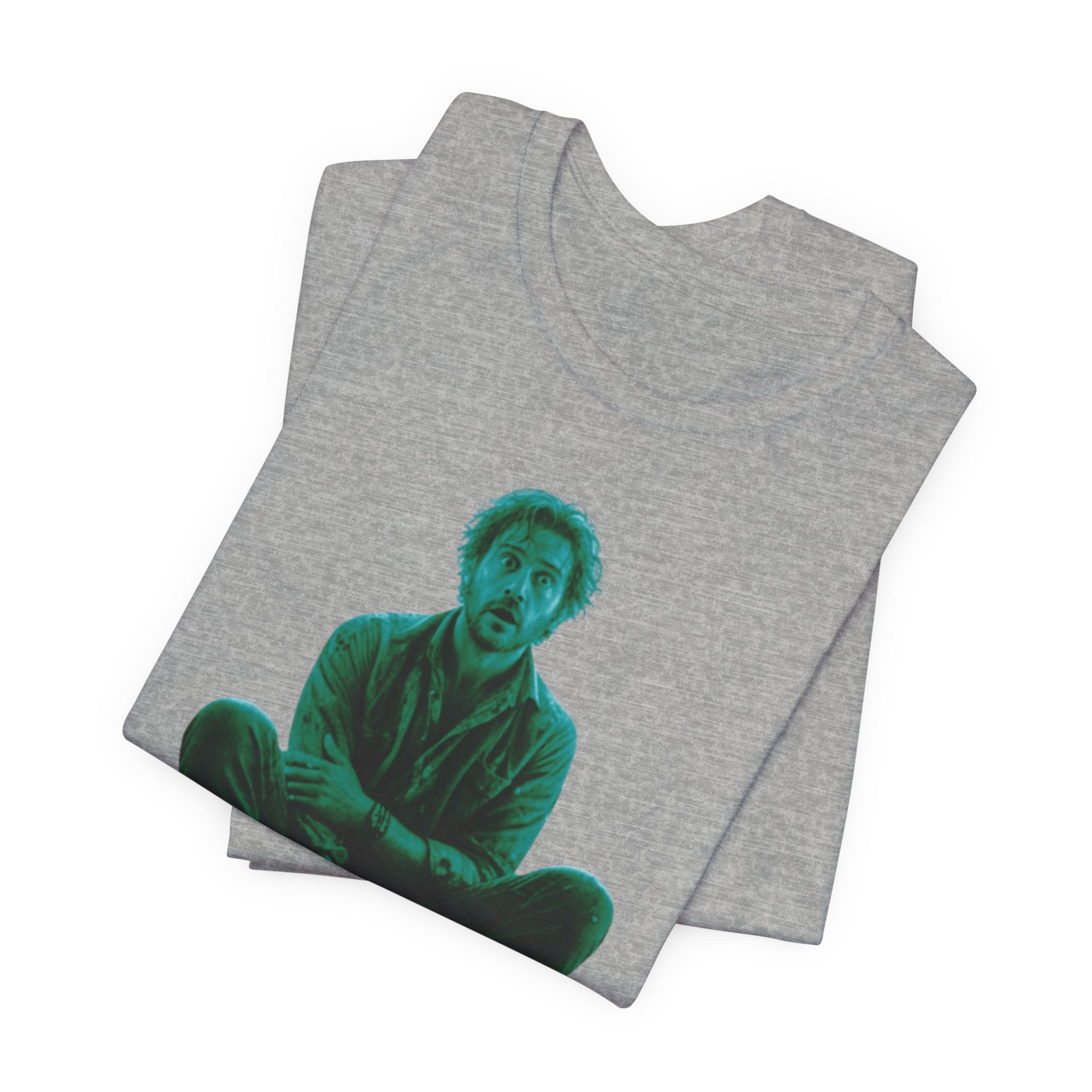 Sitting Silhouette Tee — Moody Green Portrait Graphic T-Shirt