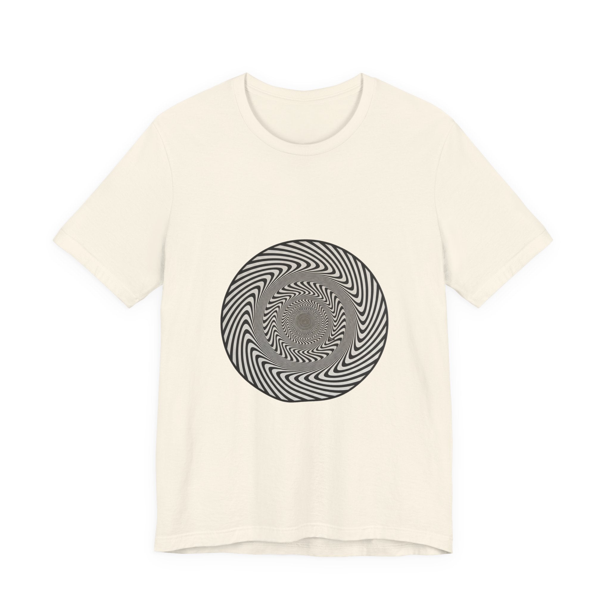 Optical Spiral Illusion Tee - Black Hypnotic Circle Graphic T-Shirt