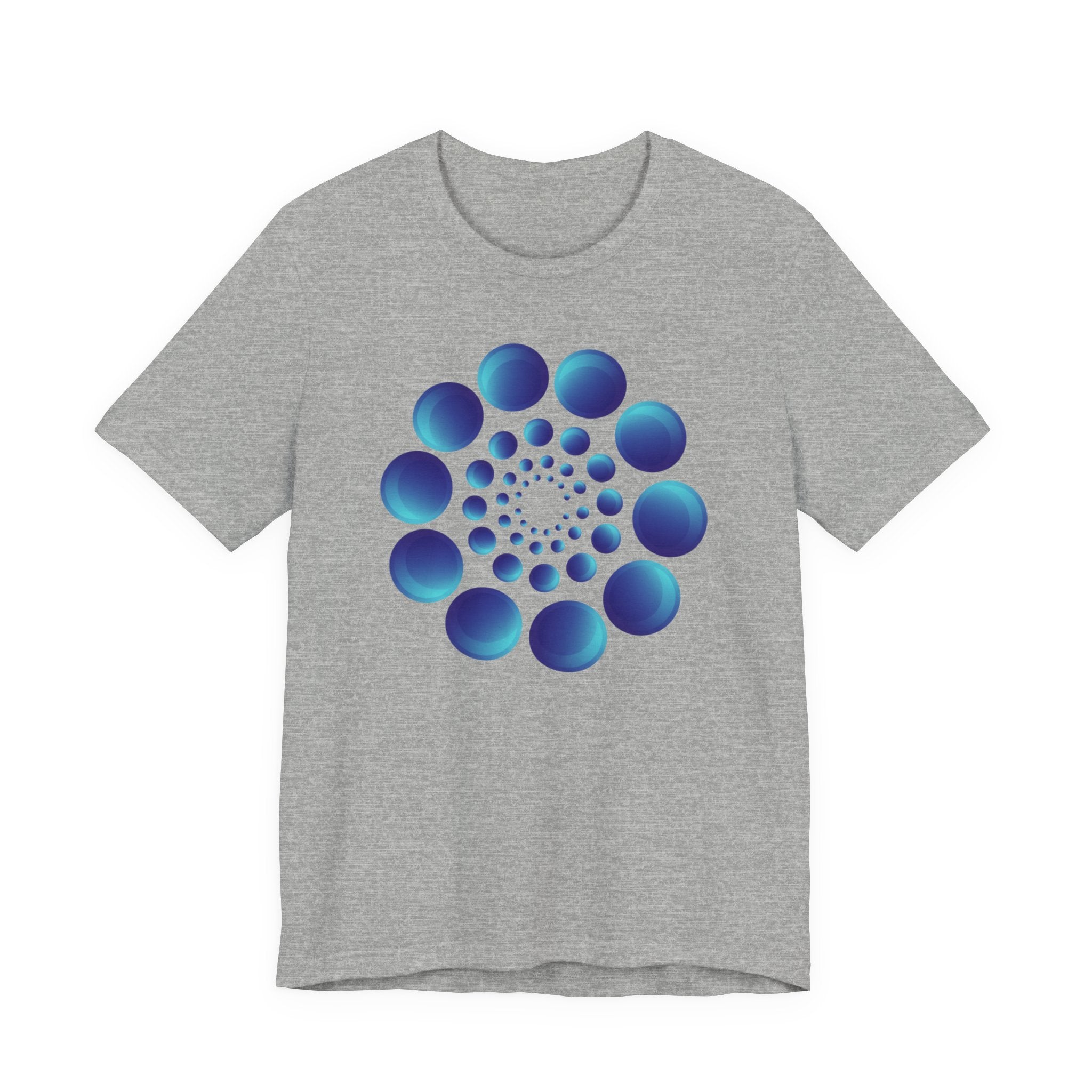 Spiral Blue Dot Tee — Geometric Optical Design T-Shirt