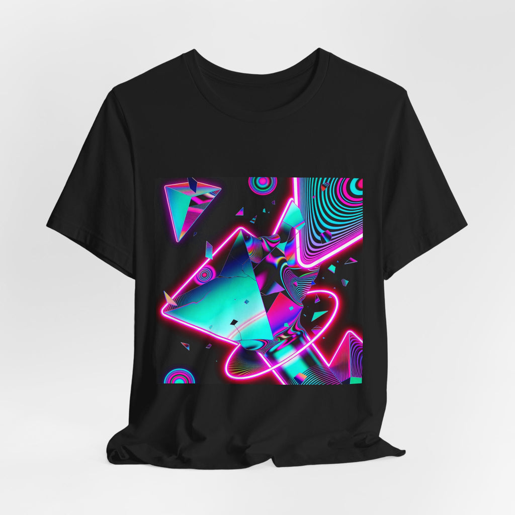 Retro Neon Vaporwave T-Shirt – 80s Synthwave Geometric Tee