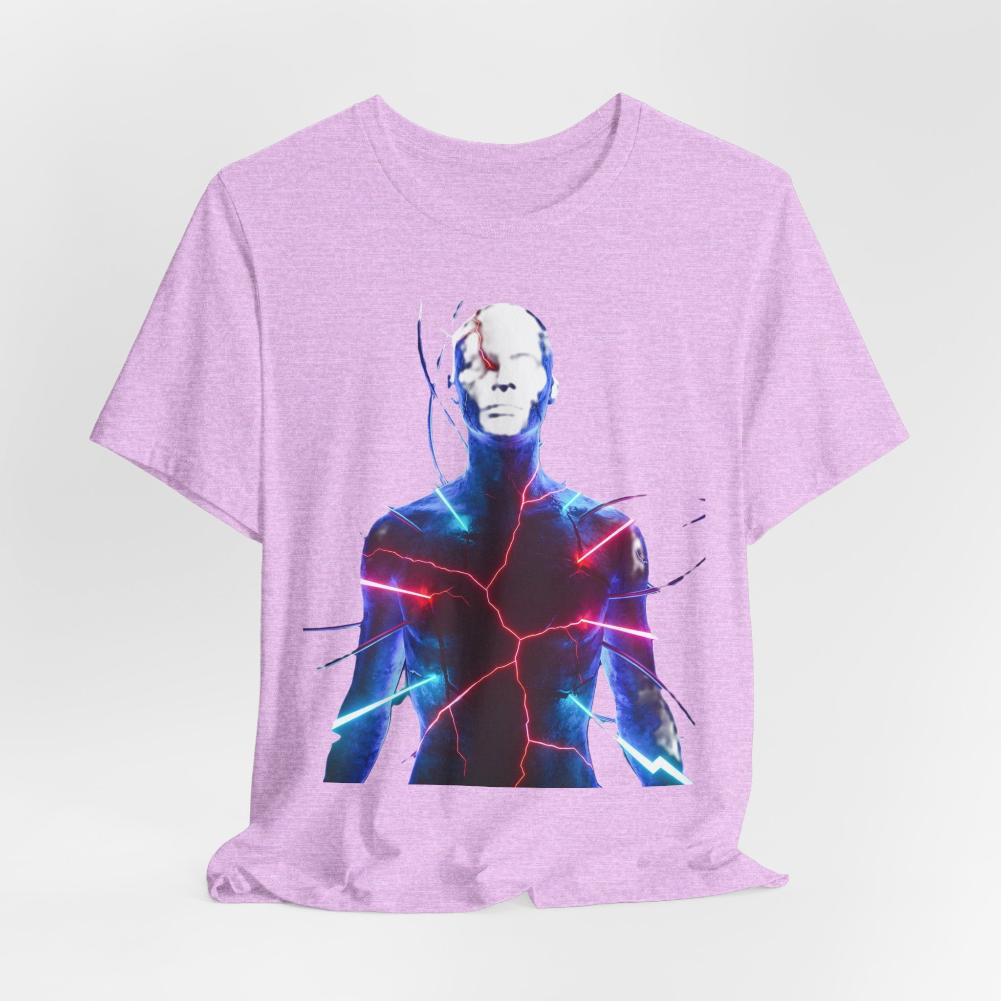 Electric Human Silhouette Tee — Neon Lightning Graphic T‑Shirt