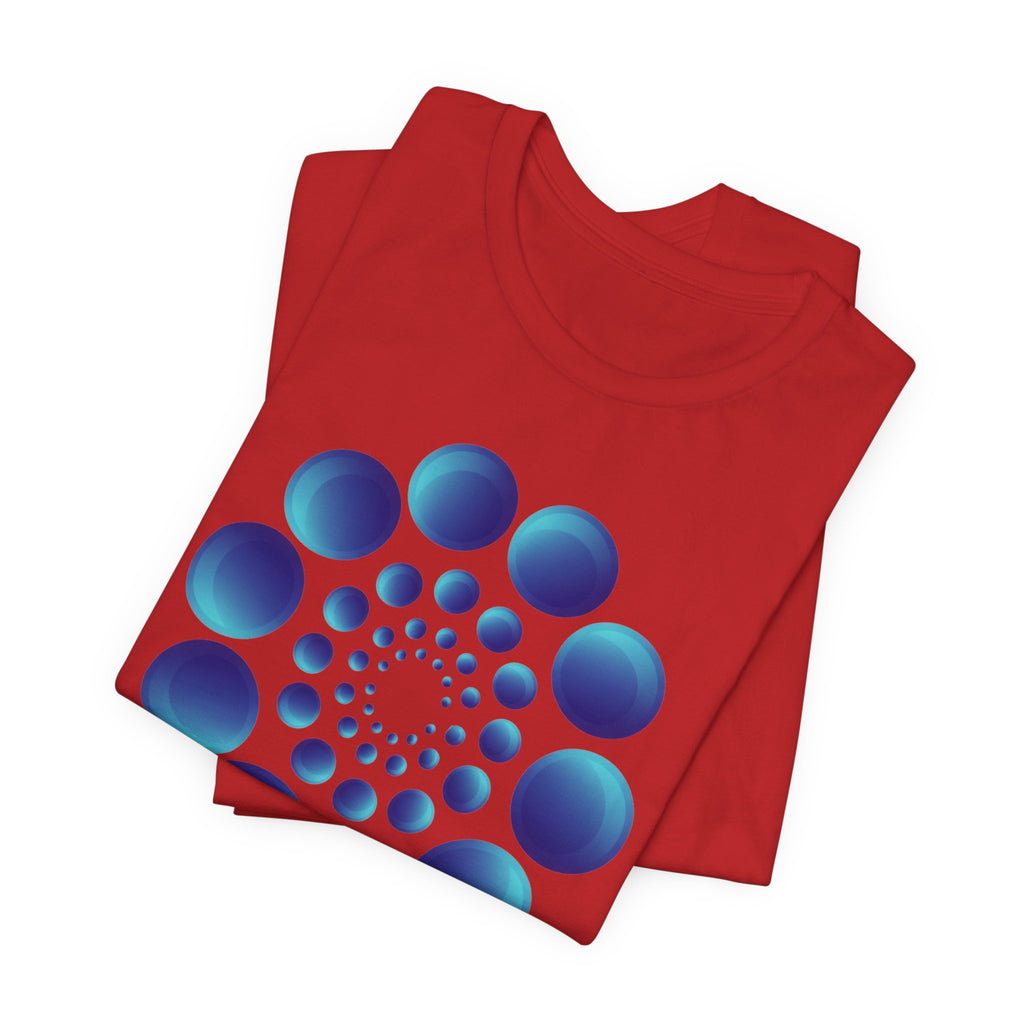 Spiral Blue Dot Tee — Geometric Optical Design T-Shirt