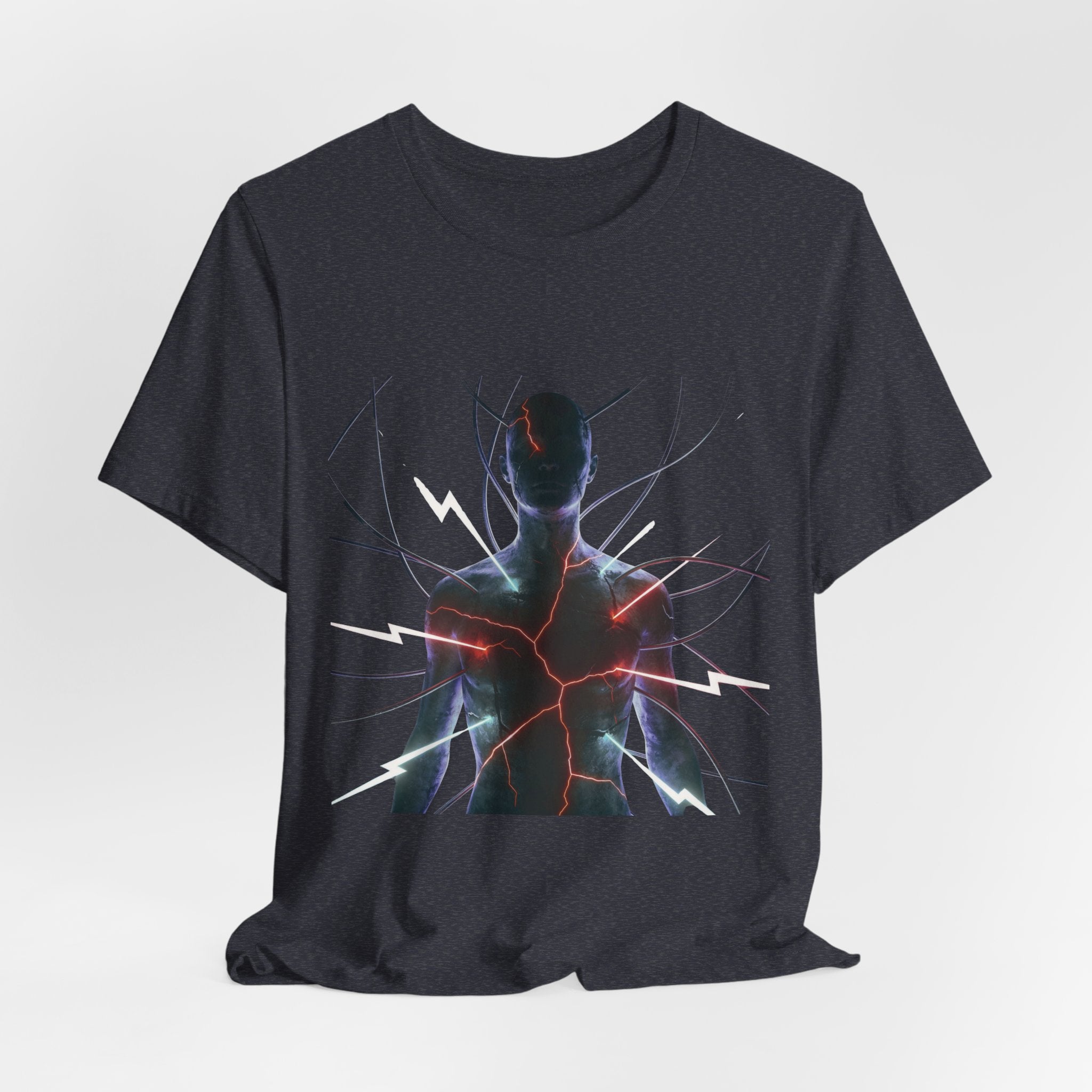 Abstract Electric Silhouette Tee — Futuristic Lightning Graphic T-Shirt