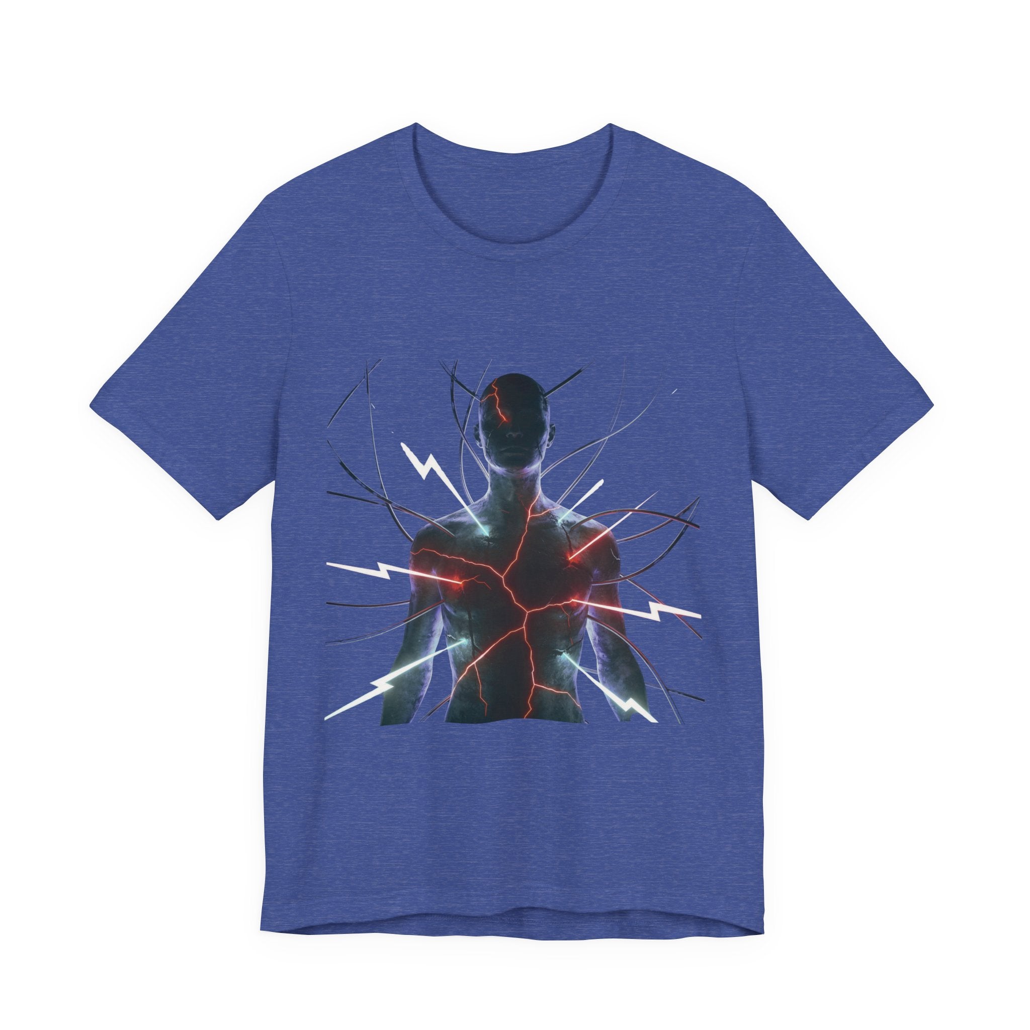 Abstract Electric Silhouette Tee — Futuristic Lightning Graphic T-Shirt