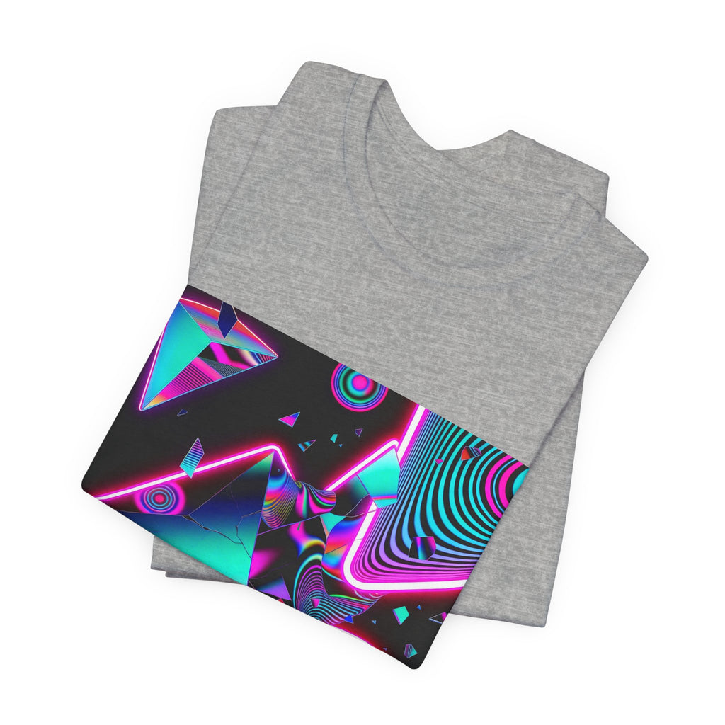Retro Neon Vaporwave T-Shirt – 80s Synthwave Geometric Tee