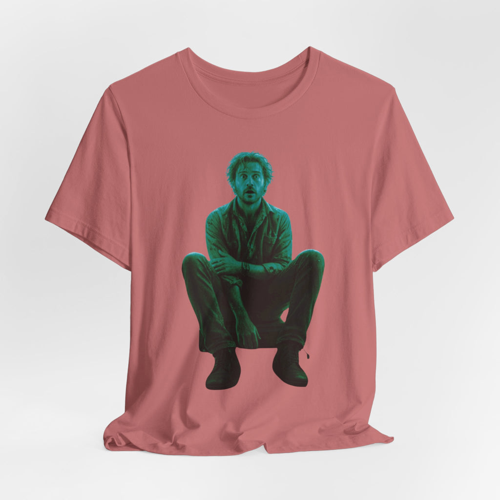 Sitting Silhouette Tee — Moody Green Portrait Graphic T-Shirt
