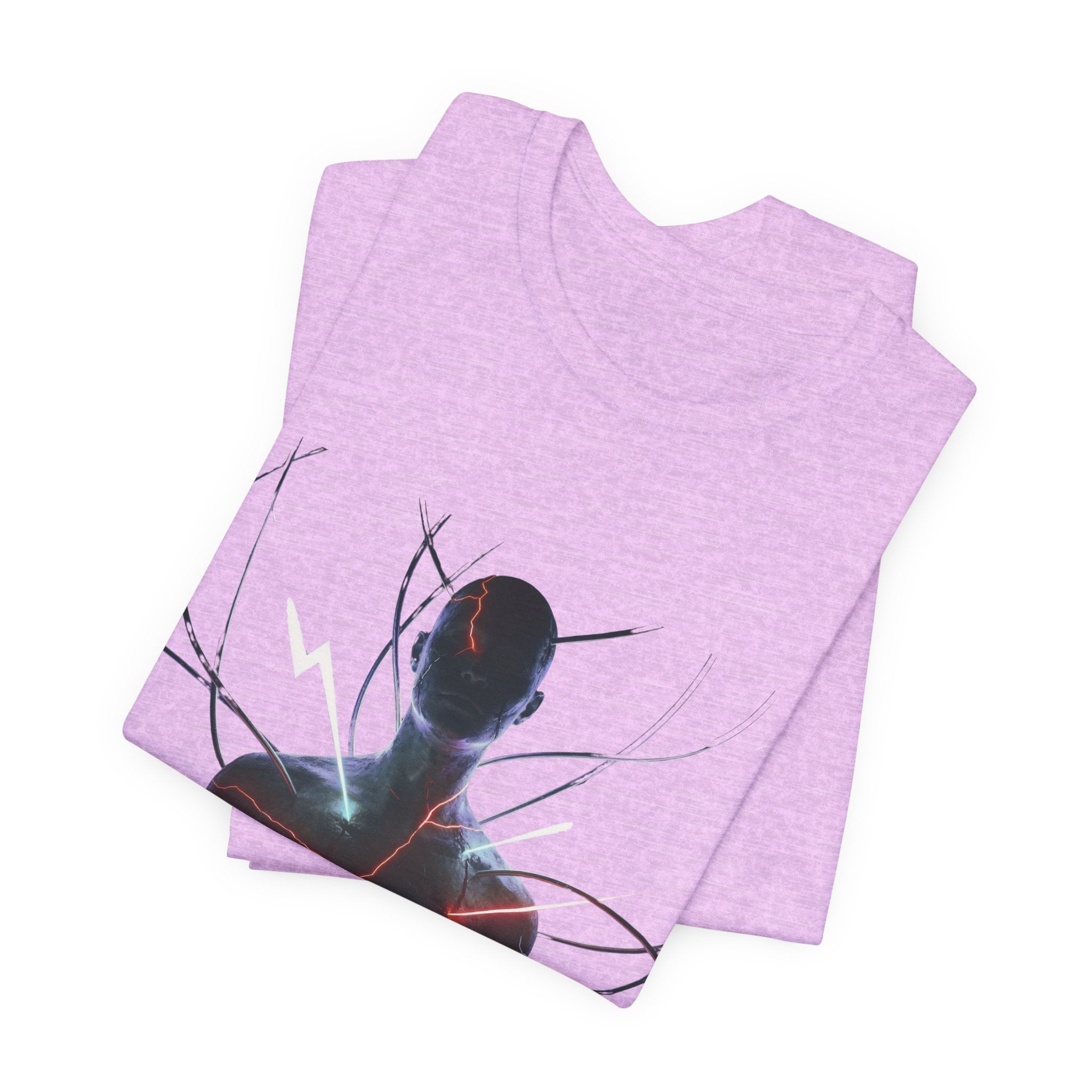 Abstract Electric Silhouette Tee — Futuristic Lightning Graphic T-Shirt